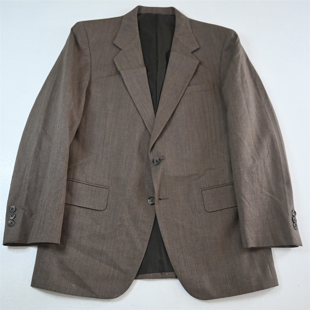 Vtg‎ Mens 40R Brown Herringbone Mens Blazer Suit Jacket Sport Coat